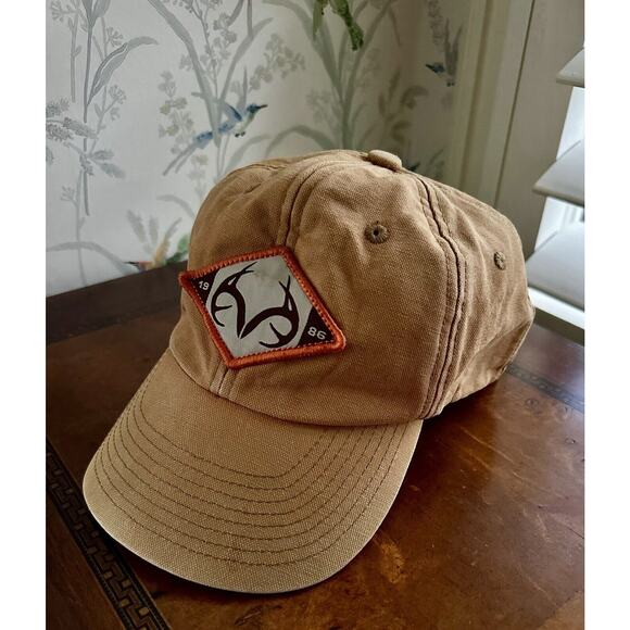 REALTREE Brown Canvas Adjustable Baseball Cap hat Snapback Men's OSFM Hunting - Picture 1 of 7
